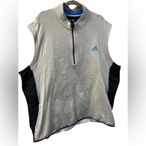 ADIDAS GOLF ClimaHeat Half Zip Pullover Grey Black Fleece Vest Jacket‎ Mens 2XL - Picture 1 of 13